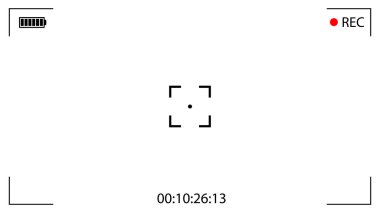 Klasik dijital video kamera odaklama ekranı. Beyaz vizör kamera kaydı. Vektör çizimi