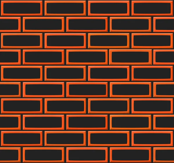 Cartoon hand drown realistic balck and orange seamless brick wall texture. Vector illustration — Stock Vector