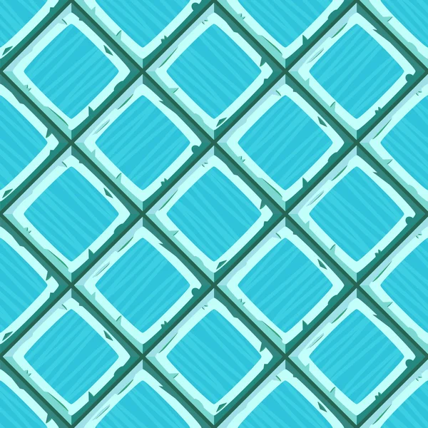 Cartoon hand drown cyan old diagonal seamless tiles texture. Vector illustration — Stock Vector