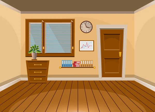 Cartoon flat vector interior office room in beige style. Vector illustration — Stock Vector