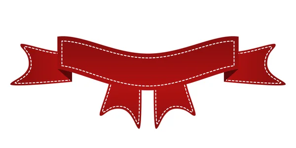 Fita vermelha bordada isolada em branco. Pode ser usado para banner, prêmio, venda, ícone, logotipo, rótulo etc. Ilustração vetorial —  Vetores de Stock