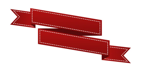 Nastro rosso ricamato isolato su bianco. Può essere utilizzato per banner, premio, vendita, icona, logo, etichetta ecc. Illustrazione vettoriale — Vettoriale Stock