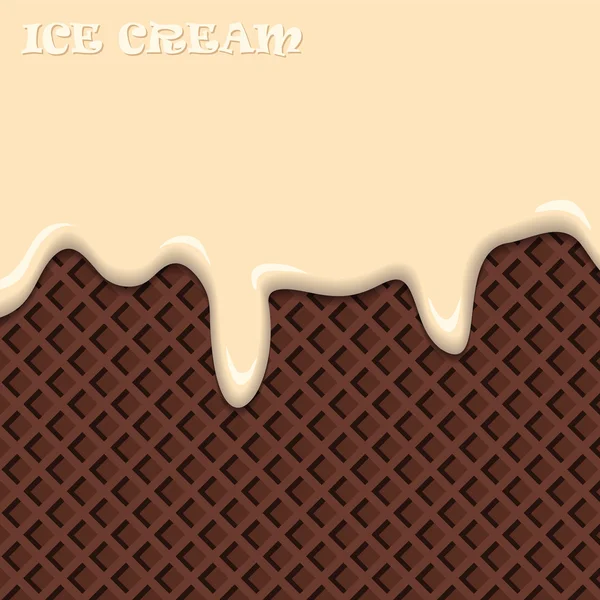 Ванільне морозиво з шоколадною вафельною старовинною абстракцією. Векторні ілюстрації — стоковий вектор