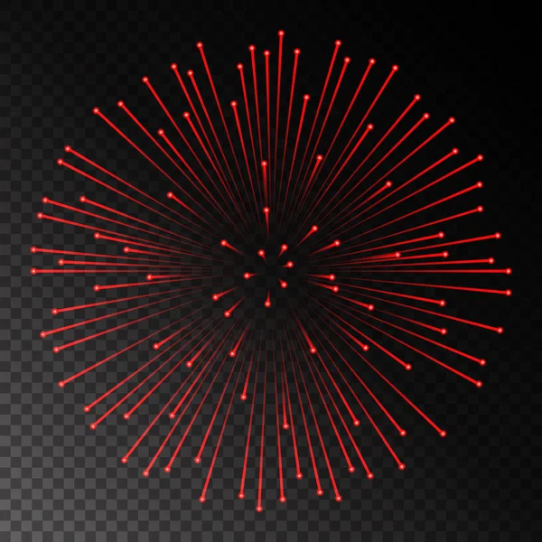 Rotes Feuerwerk auf transparentem Hintergrund im Schachstil. Vektorillustration — Stockvektor