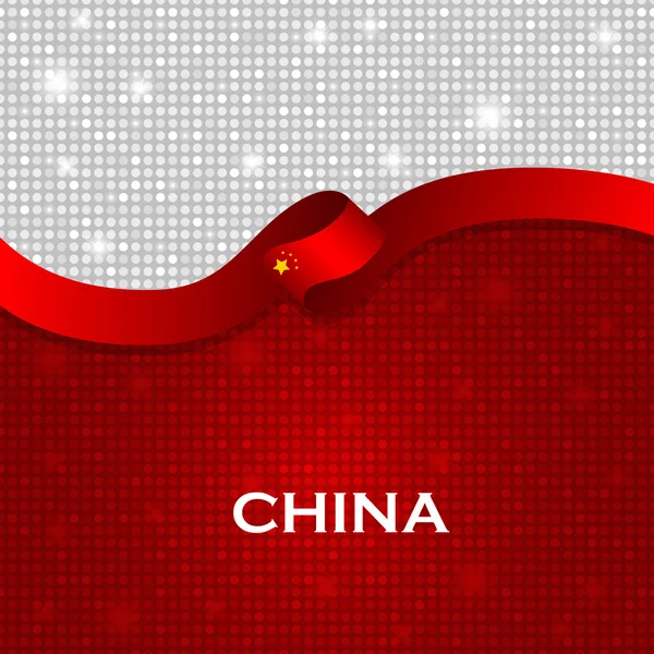 Cinta de la bandera de China estilo de partícula brillante. Ilustración vectorial — Archivo Imágenes Vectoriales