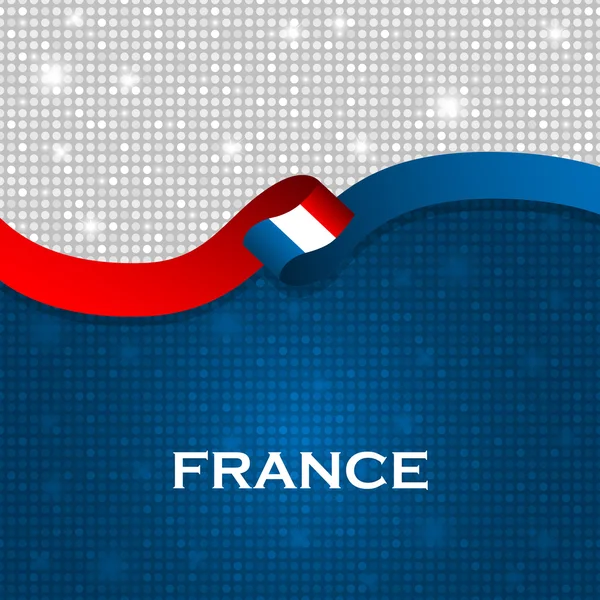 Σημαία Γαλλίας κορδέλα λαμπερή σωματιδίων στυλ. Εικονογράφηση διάνυσμα — Διανυσματικό Αρχείο