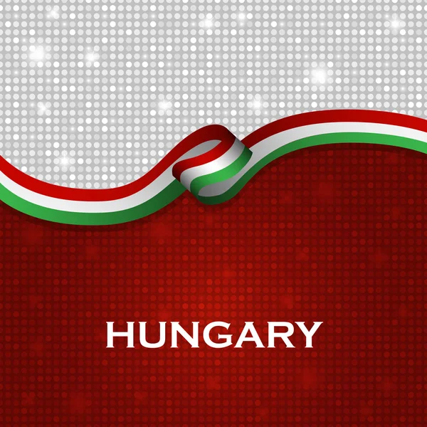 Hungary flag ribbon shiny particle style. Vector Illustration — Stock Vector