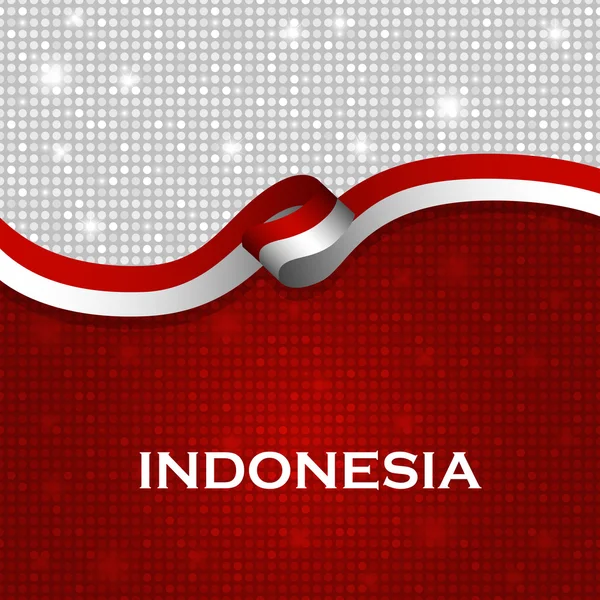 Indonesië vlag lint glanzende deeltje stijl. Vectorillustratie — Stockvector