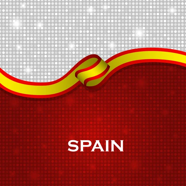Σημαία Ισπανίας κορδέλα λαμπερή σωματιδίων στυλ. Εικονογράφηση διάνυσμα — Διανυσματικό Αρχείο
