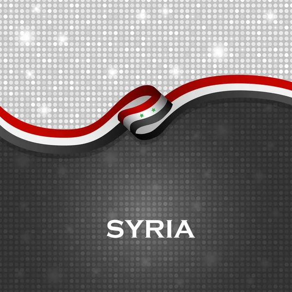 Vlag van Syrië lint glanzende deeltje stijl. Vectorillustratie — Stockvector