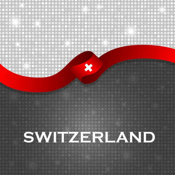 Σημαία Ελβετίας κορδέλα λαμπερή σωματιδίων στυλ. Εικονογράφηση διάνυσμα — Διανυσματικό Αρχείο