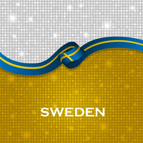 Cinta de bandera de Suecia estilo partícula brillante. Ilustración vectorial — Archivo Imágenes Vectoriales
