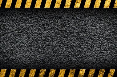 Grunge koyu gri arka plan siyah ve sarı uyarı çizgili