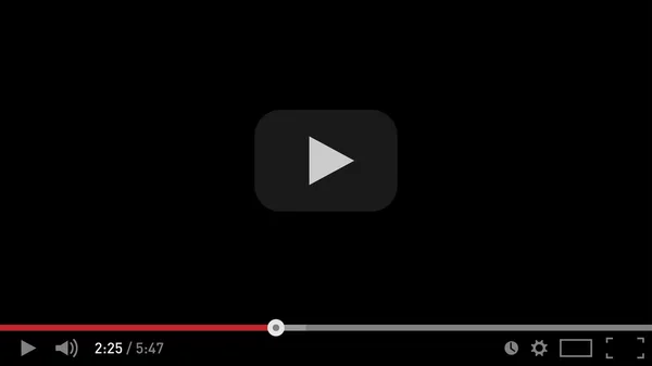 Siyah ve beyaz video oynatıcı şablon web ve mobil uygulamalar için düz stil. Vektör çizim