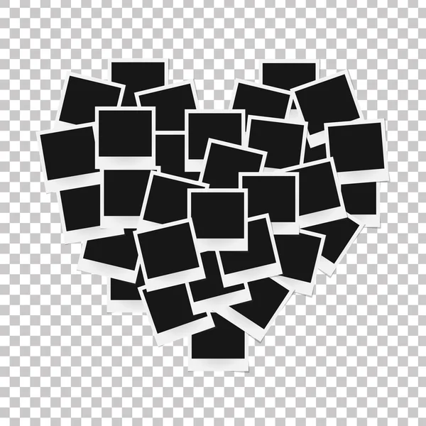 Concepto de corazón hecho con marcos de fotos aislados. Recuerdos, tarjeta, diseño de plantillas de amor. Ilustración vectorial — Archivo Imágenes Vectoriales