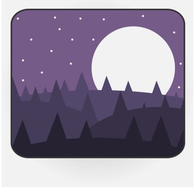 Karikatür tarzı vektör fotoğraf çerçevesi gece doğa ile. Vektör çizim