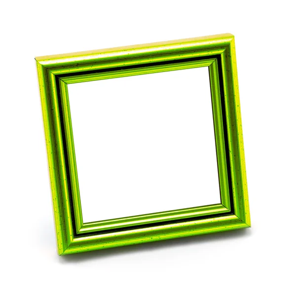 Square classic empty green photo frame isolated on white — Stock Photo, Image