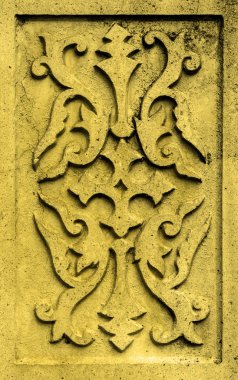 Vintage süsleme ile antik altın taş plaka