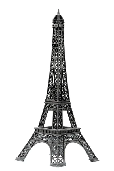 Portachiavi souvenir in metallo Torre Eiffel Parigi isolato su bianco — Foto Stock