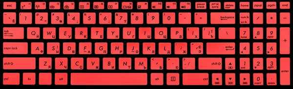 Moderno teclado portátil negro y rojo aislado —  Fotos de Stock