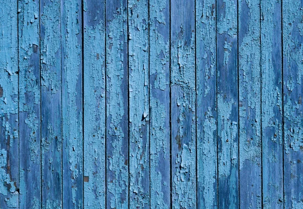 Texture di blu vecchio recinto in legno verniciato turchese — Foto Stock