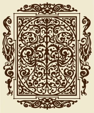 Brown ancient vintage ornament on beige background