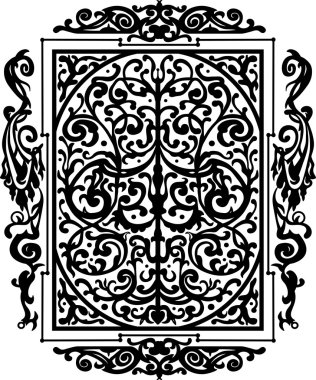 Black ancient vintage ornament isolated on white background