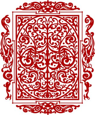 Red ancient vintage ornament isolated on white background