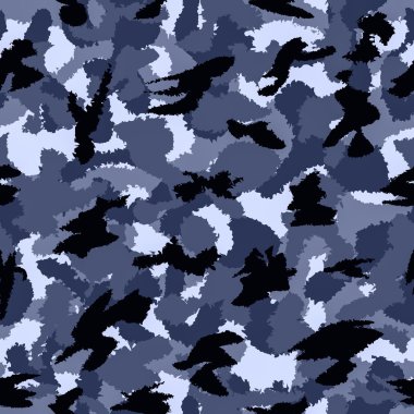 Urban blue war camouflage seamless pattern. Can be used for wallpaper, pattern fills, web page background, surface textures