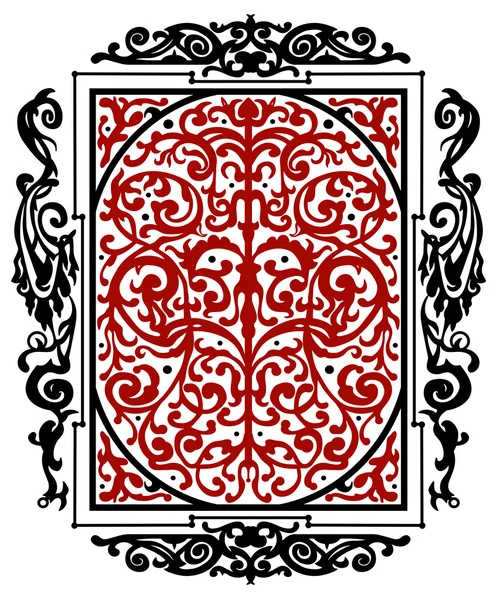 Червоно-чорний старовинний вінтажний орнамент ізольований на білому тлі — стокове фото
