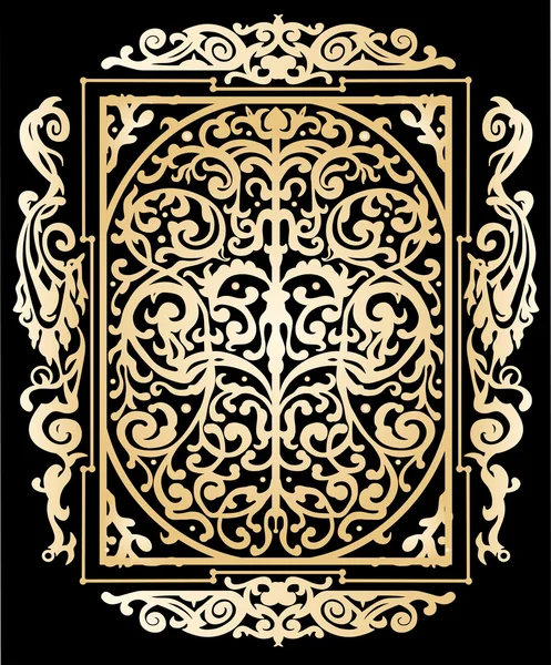 Oro antico ornamento vintage isolato su sfondo nero — Foto Stock