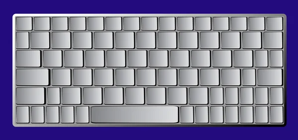 Modern chrome laptop bluetooth keyboard isolated on blue background — 스톡 사진