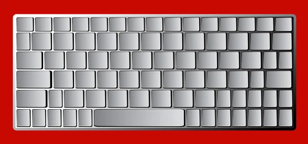 Modern chrome laptop bluetooth keyboard isolated on red background — Zdjęcie stockowe