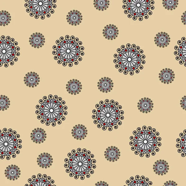 Abstract seamless pattern with swirls on beige background — ストック写真