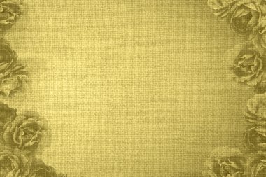 Gül ve eski sarı bez doku retro Vintage çerçeve tarz