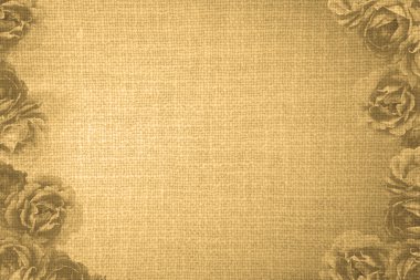 Gül ve eski kahverengi kumaş doku retro Vintage çerçeve tarz