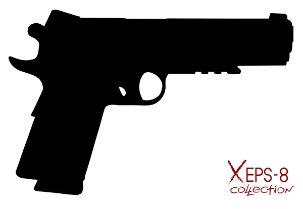 Moderna svart pistol siluett isolerade på vitt. Vector oillustration — Stock vektor