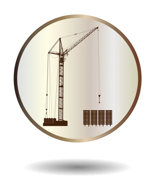 Vector  bronze and ivory icon with high detailed vector hoisting crane isolated on white with shadow. Vector illustration — ストックベクタ