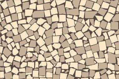 Vector texture of ivory and grey two colored asymmetric decorative tiles wall. Vector illustration