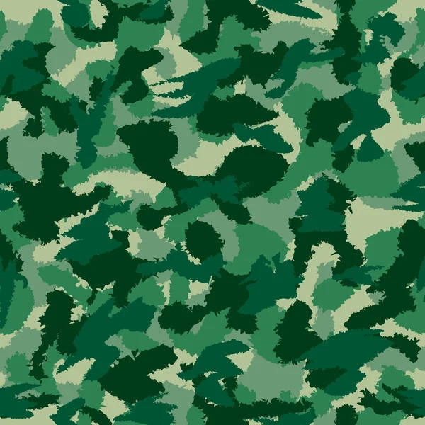 Guerra verde floresta camuflagem padrão vetor sem costura. Pode ser usado para papel de parede, enchimentos padrão, fundo da página web, texturas de superfície. Ilustração vetorial — Vetor de Stock