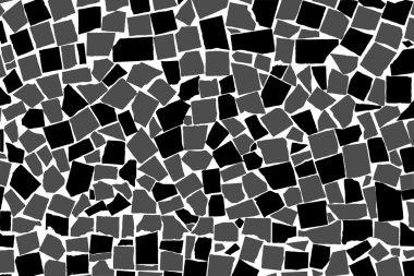 Vector texture of black and white asymmetric decorative tiles wall. Vector illustration
