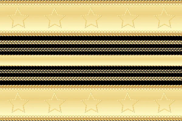 Gold vintage pattern and frame elements casino style with stars and swirls on black background. Vector illustration — Stok Vektör