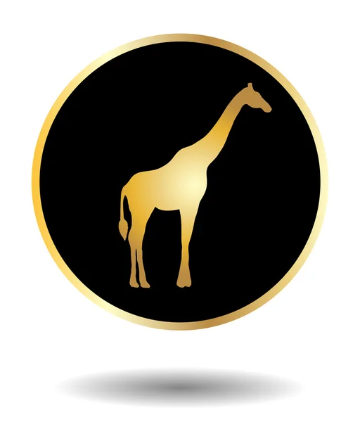 Vector icono dorado y negro con jirafa aislada en blanco con sombra. Ilustración vectorial — Vector de stock