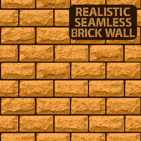Vektorové realistické bezešvá textura oranžová cihlová zeď. Vektorové ilustrace — Stockový vektor