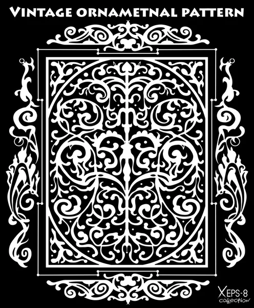 Weiße antike Vintage-Ornamente auf schwarzem Hintergrund. Vektorillustration — Stockvektor