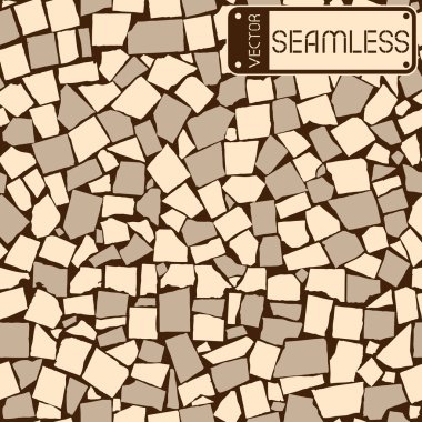 Vektör sorunsuz doku fildişi ve gri iki renkli asimetrik dekoratif taş duvar. Vektör çizim