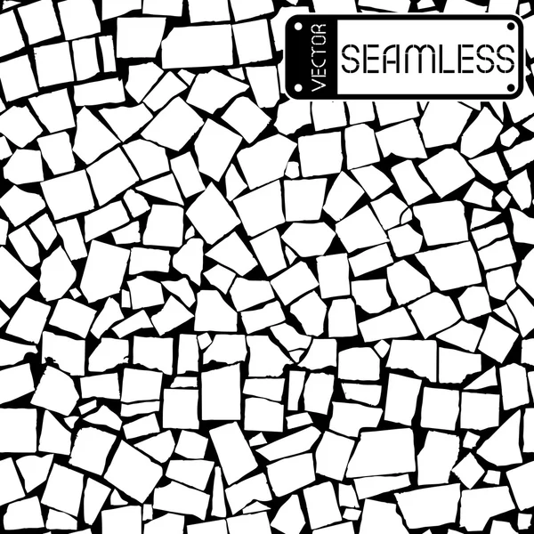 Vector seamless texture of black and white asymmetric decorative tiles wall. Vector illustration — Stock Vector