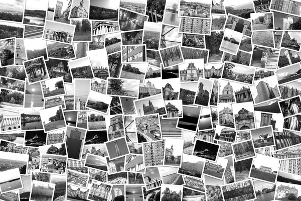 Asimetrik mozaik mix fotoğrafları kolaj bir 200 + farklı yerlerde, manzara, nesneleri tarafından Europe seyahat sırasında siyah beyaz vurdum