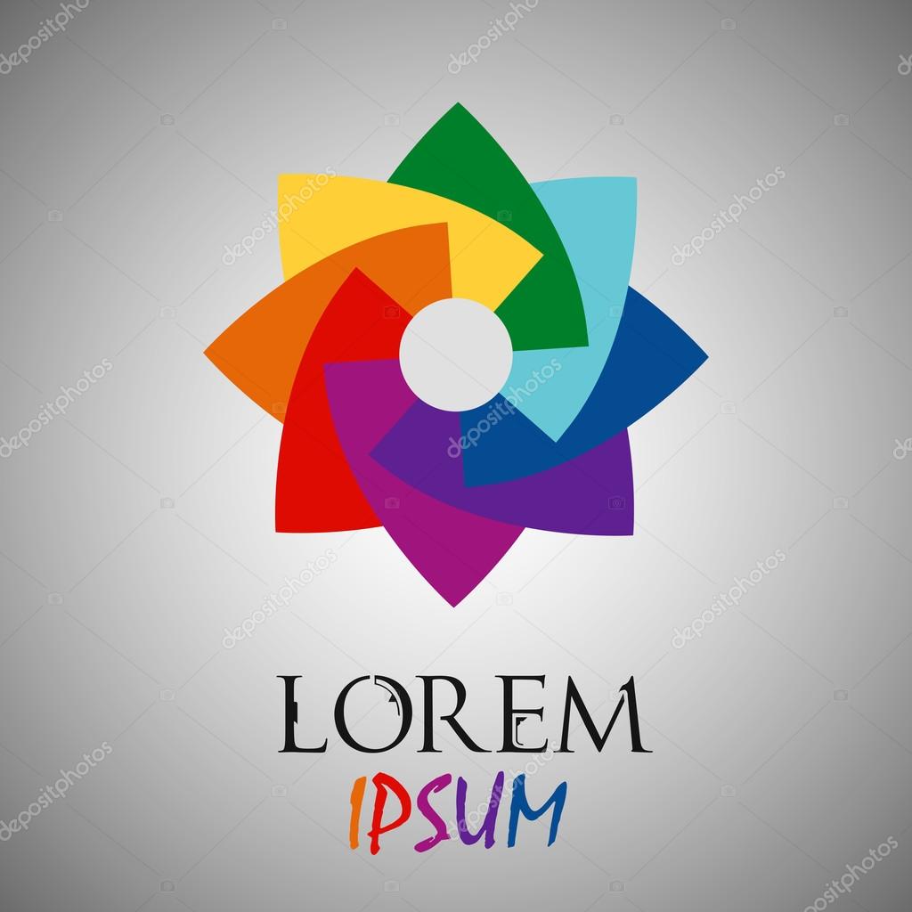 Abstract rainbow flower geometric logo template. Business abstract icon. Use for logo, sign, symbol, web, label, icon. Vector illustration