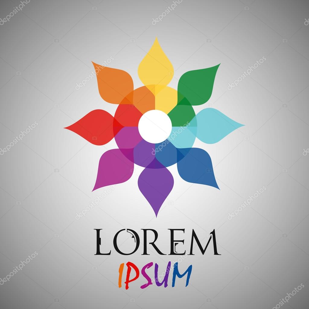Abstract rainbow flower geometric logo template. Business abstract icon. Use for logo, sign, symbol, web, label, icon. Vector illustration